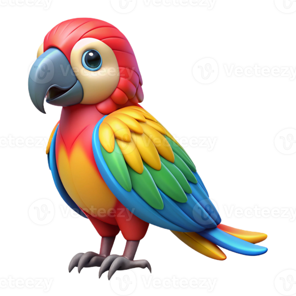 elegant avant-garde Parrot, macaw, colorful feathers, with Transparent Background professional png