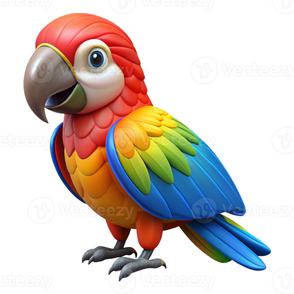 celebrated impressionist Parrot, macaw, colorful feathers, with Transparent Background 4K png