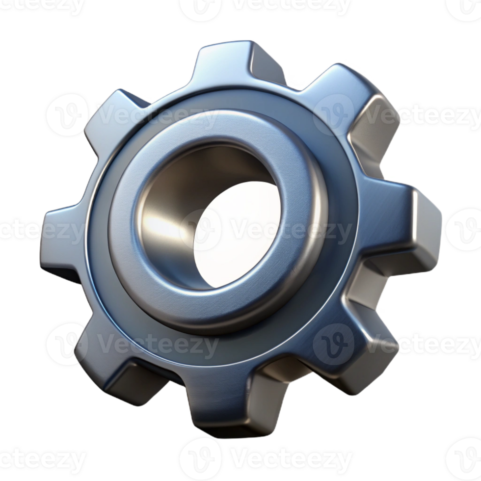 hypnotic creative Single gear, metallic, isolated cutout, ultra-detailed, professional render, concept art style with Transparent Background sharp png