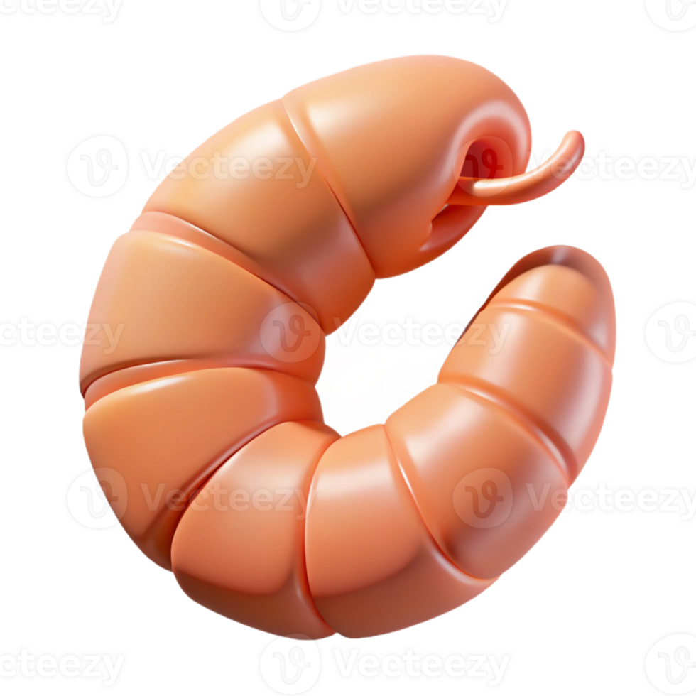 rare tropical A single, cooked shrimp, curled and pink with Transparent Background elite png