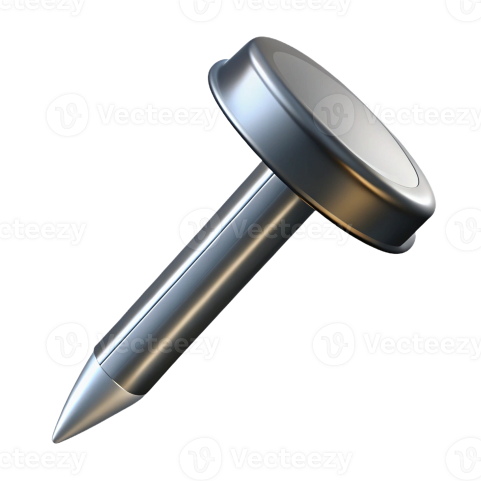 spectacular impressionist Professional render, isolated cutout, single nail, metal, hyper-specific with Transparent Background elite png