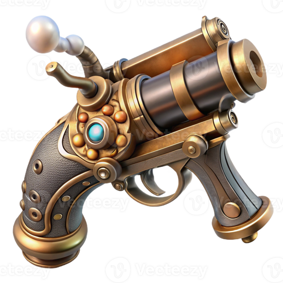 wonderful classic A Steampunk Pistol with Intricate high resolution png