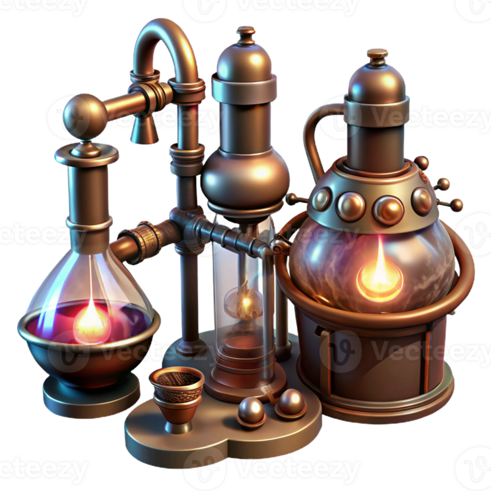 impressive classic A Steampunk Laboratory with Bubbling high resolution png