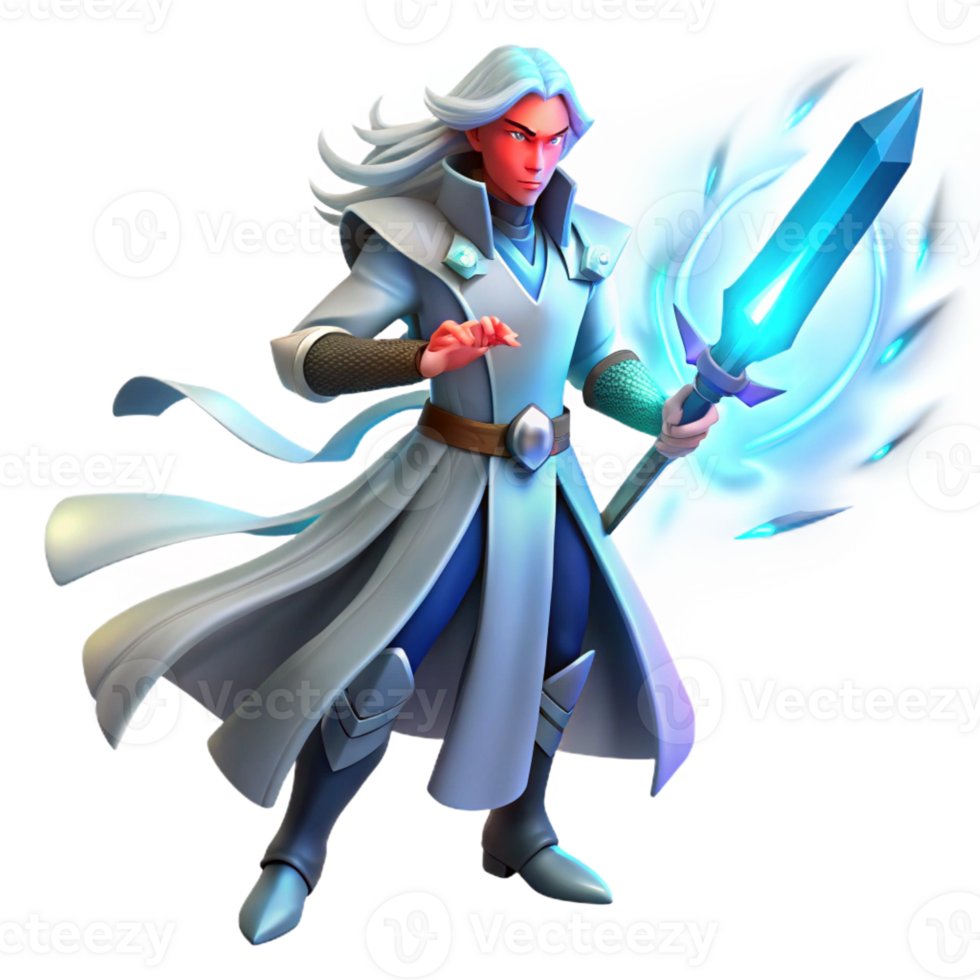 serene classic A Lone Ethereal Warrior with Flowing high quality png