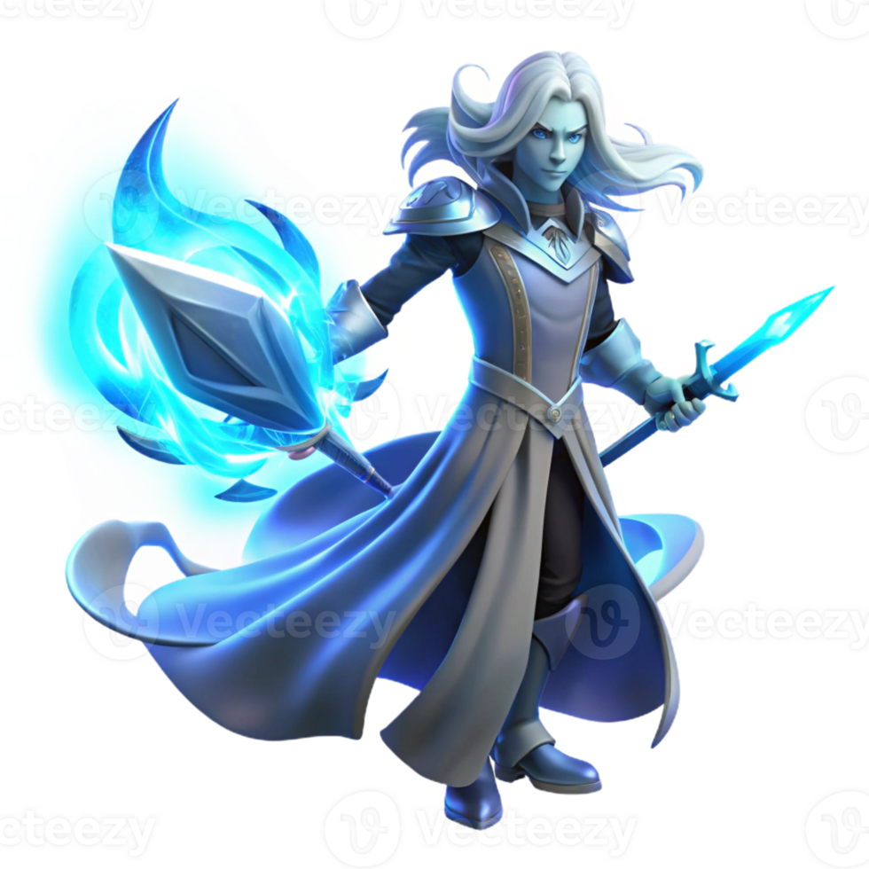 elegant artistic A Lone Ethereal Warrior with Flowing detailed png