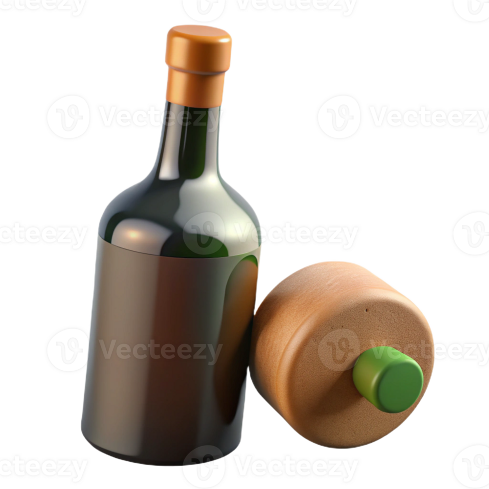 acclaimed urban Isolated cutout, single cork, wine bottle, photorealistic render, ultra-detailed with Transparent Background crisp png