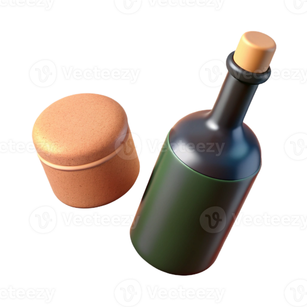enchanting ethereal abstract Isolated cutout, single cork, wine bottle, photorealistic render, ultra-detailed with Transparent Background impeccable png