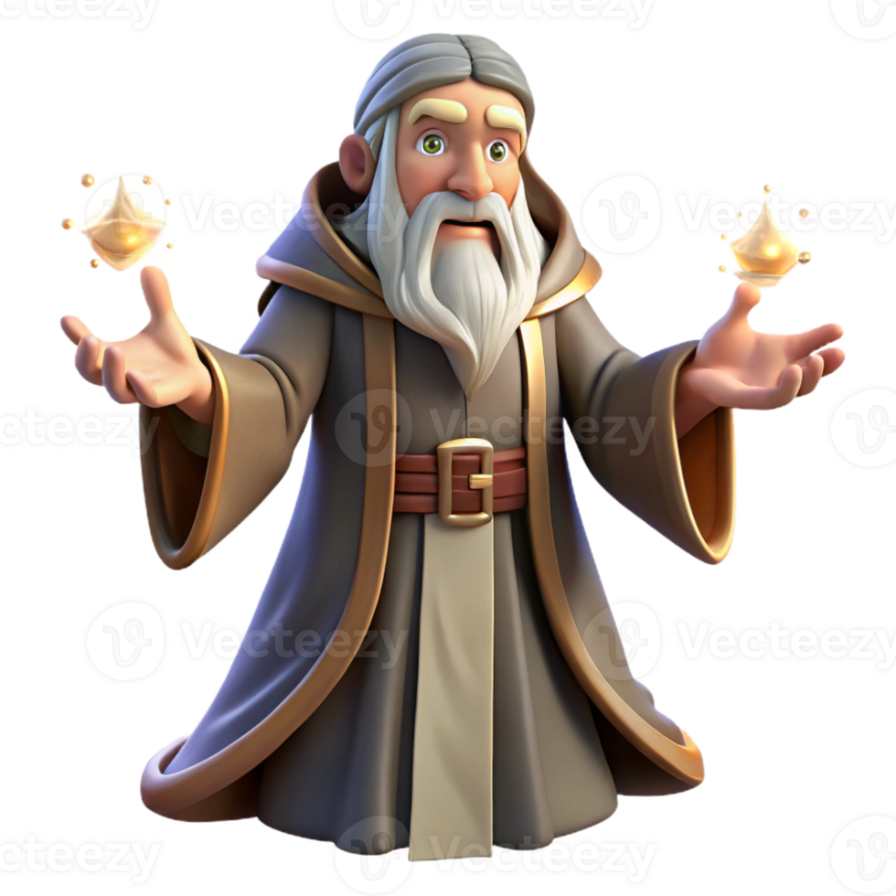 elegant contemporary A Wise Old Wizard with a Long White Beard genuine png