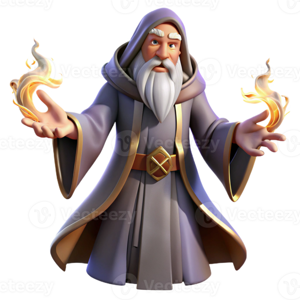 serene traditional A Wise Old Wizard with a Long White Beard authentic png
