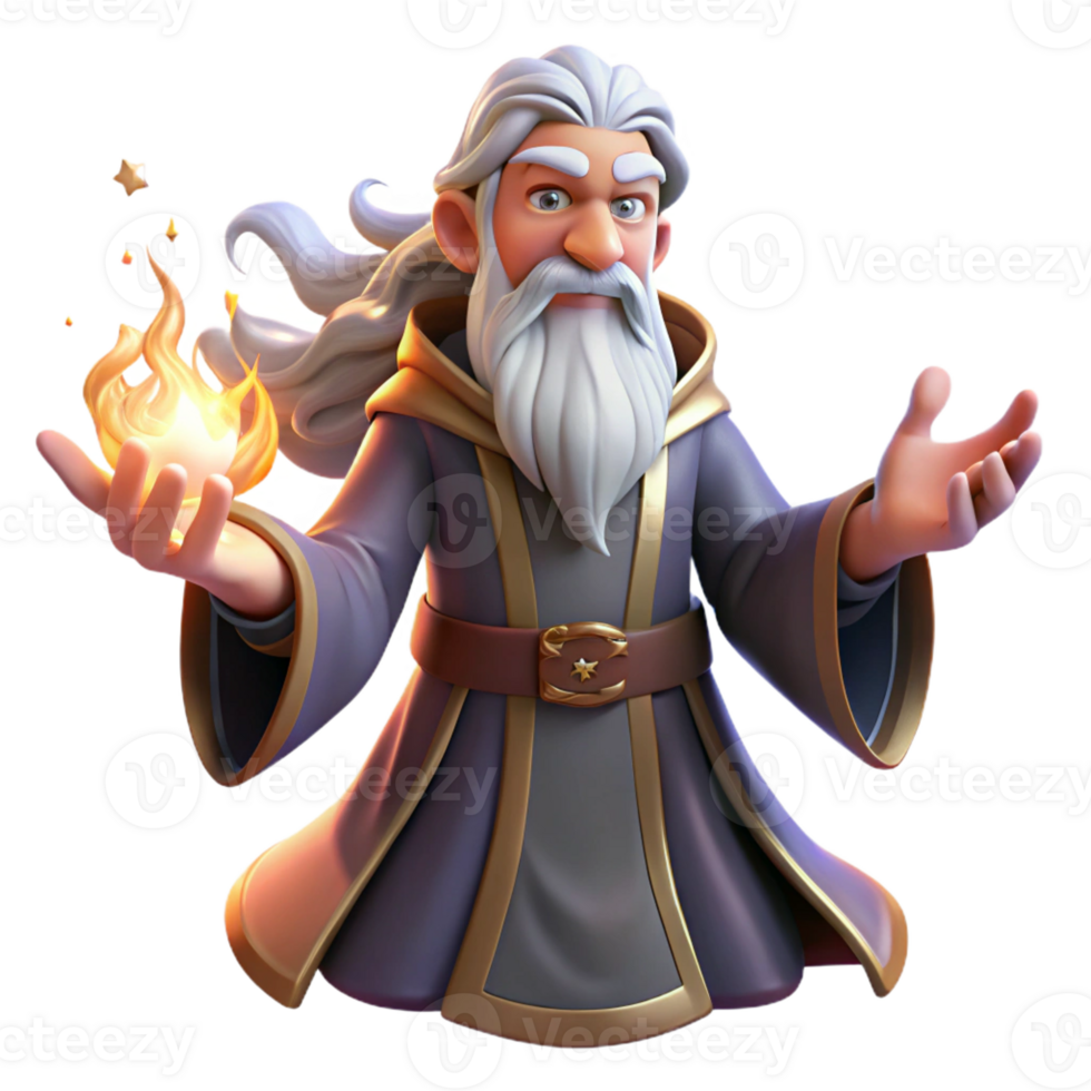 dramatic creative A Wise Old Wizard with a Long White Beard high quality png