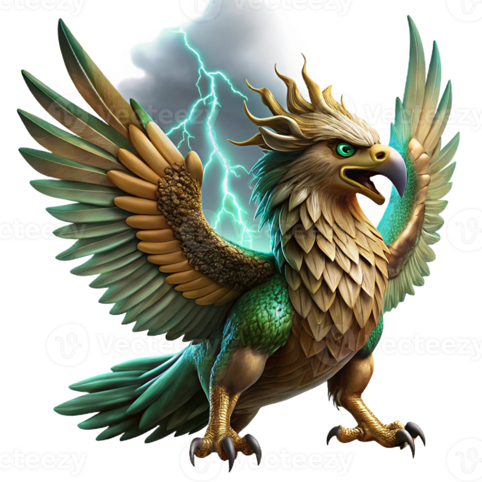 stunning traditional A Majestic Griffin with Bronze Feathers 4K png