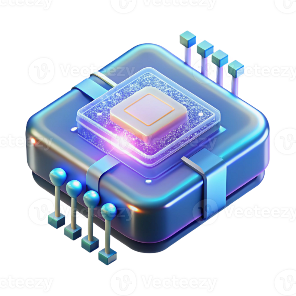 vibrant remarkable Futuristic data chip, glowing circuitry, holographic data stream with Transparent Background png