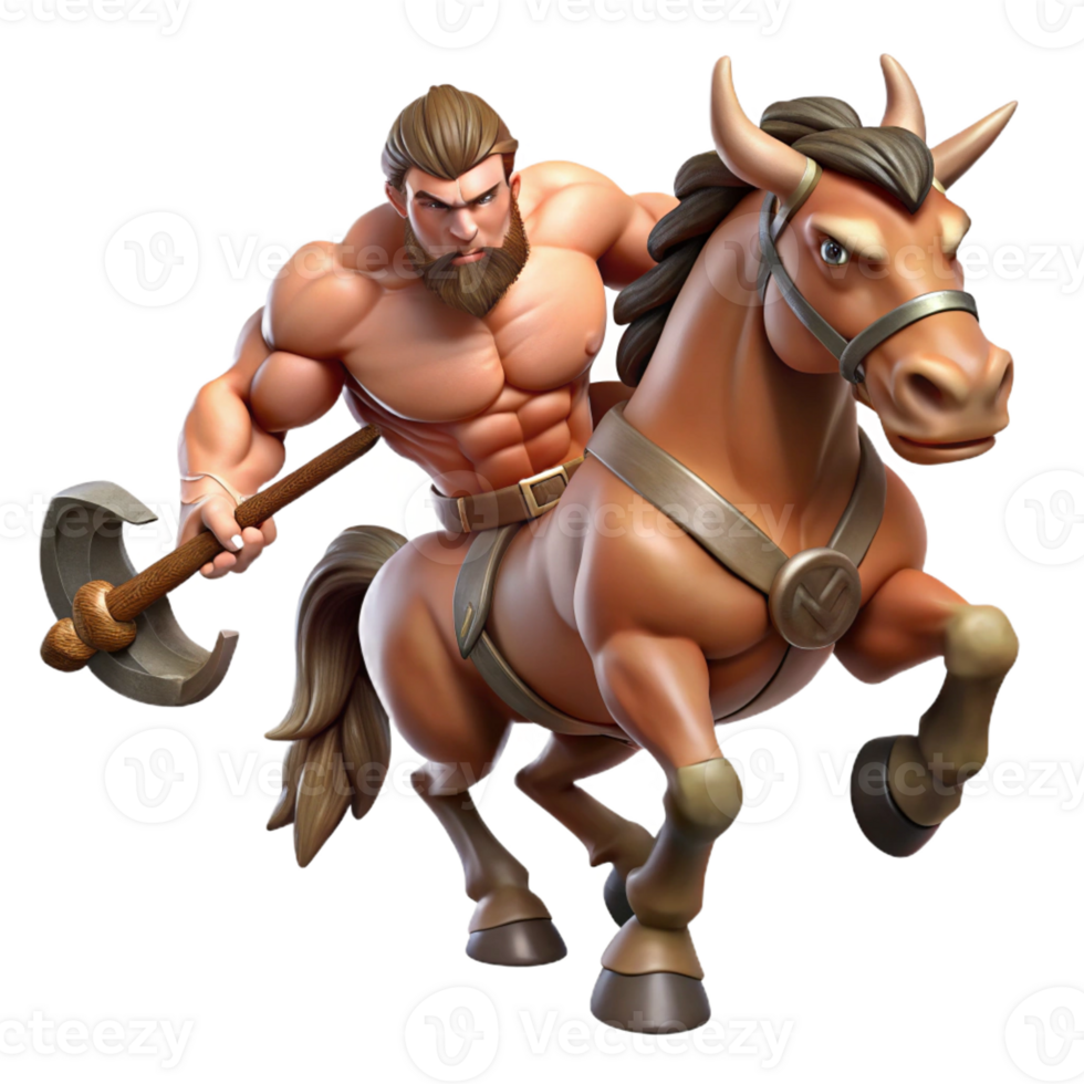 serene vintage A Powerful Centaur with a Muscular Human 4K png