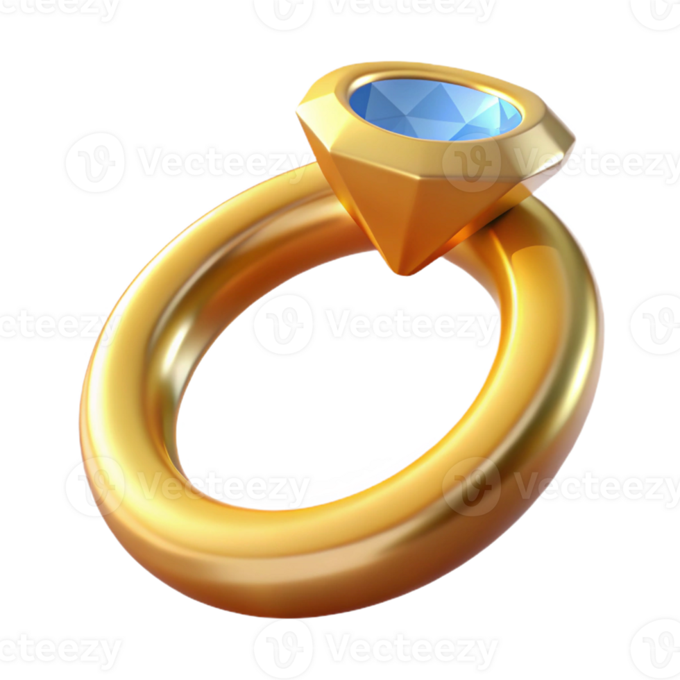magnificent exemplary A gold wedding ring with a diamond with Transparent Background png