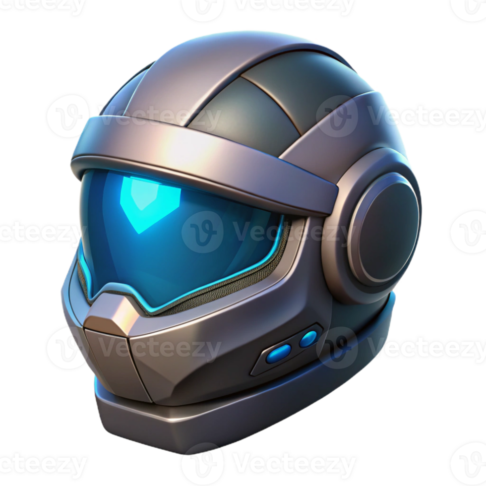 dynamic impressive Concept art style, isolated cutout of a futuristic, armored motorcycle helmet with integrated HUD with Transparent Background 8K png