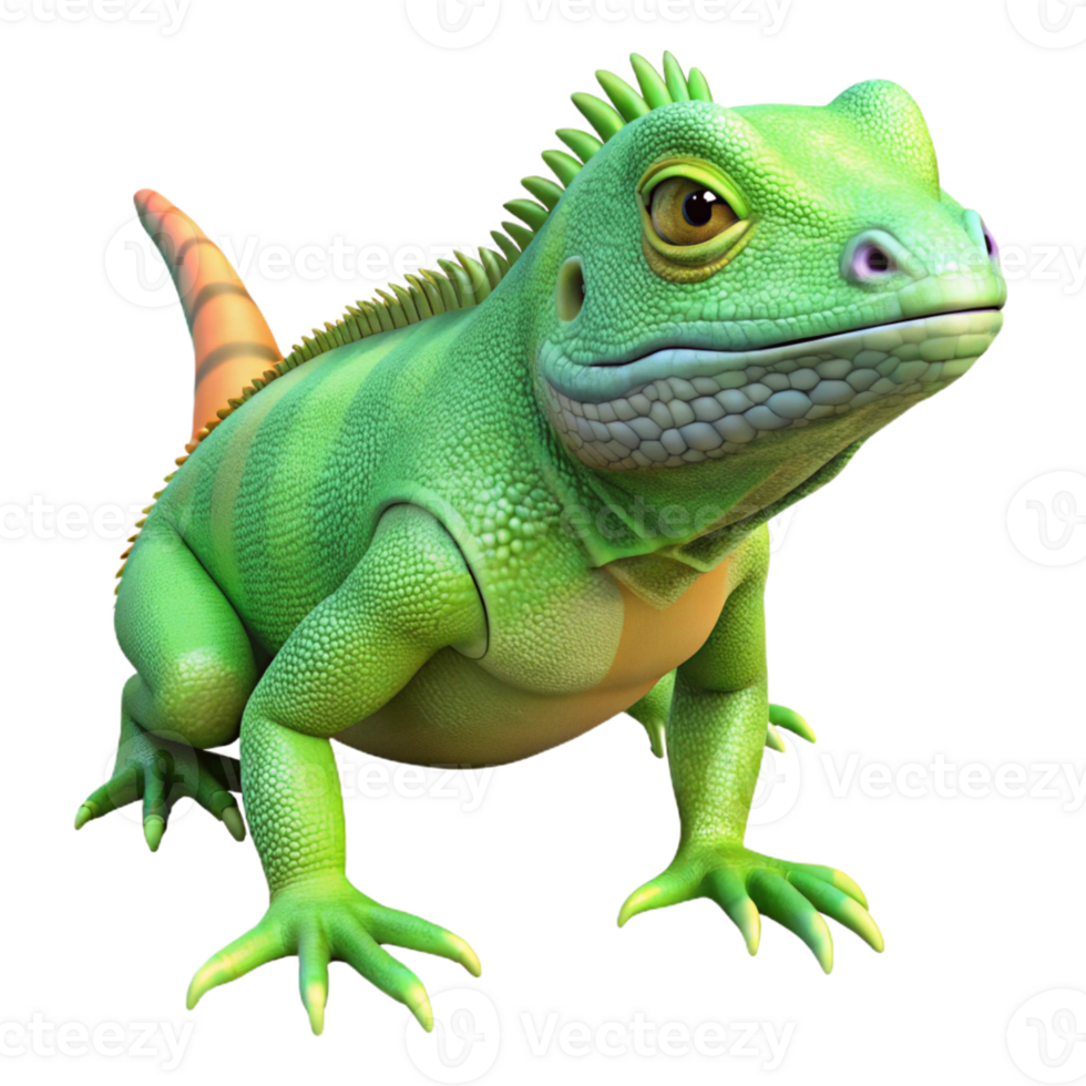picturesque playful abstract Lizard, iguana, green, textured skin, with Transparent Background 8K png