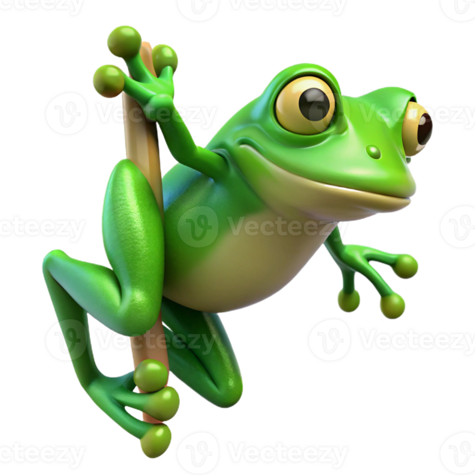 impressive classic Frog, tree frog, green, clinging, with Transparent Background precision png