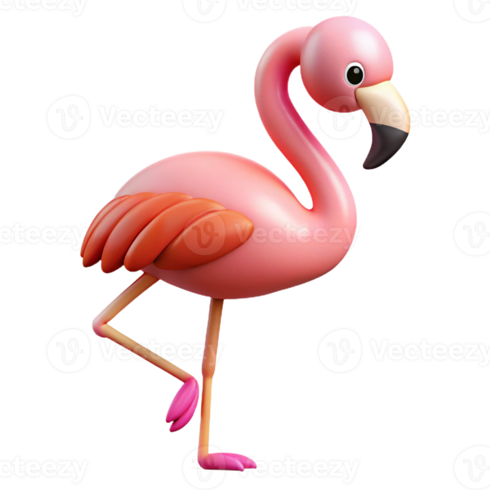 gorgeous exceptional Flamingo, pink, standing on one leg, with Transparent Background png