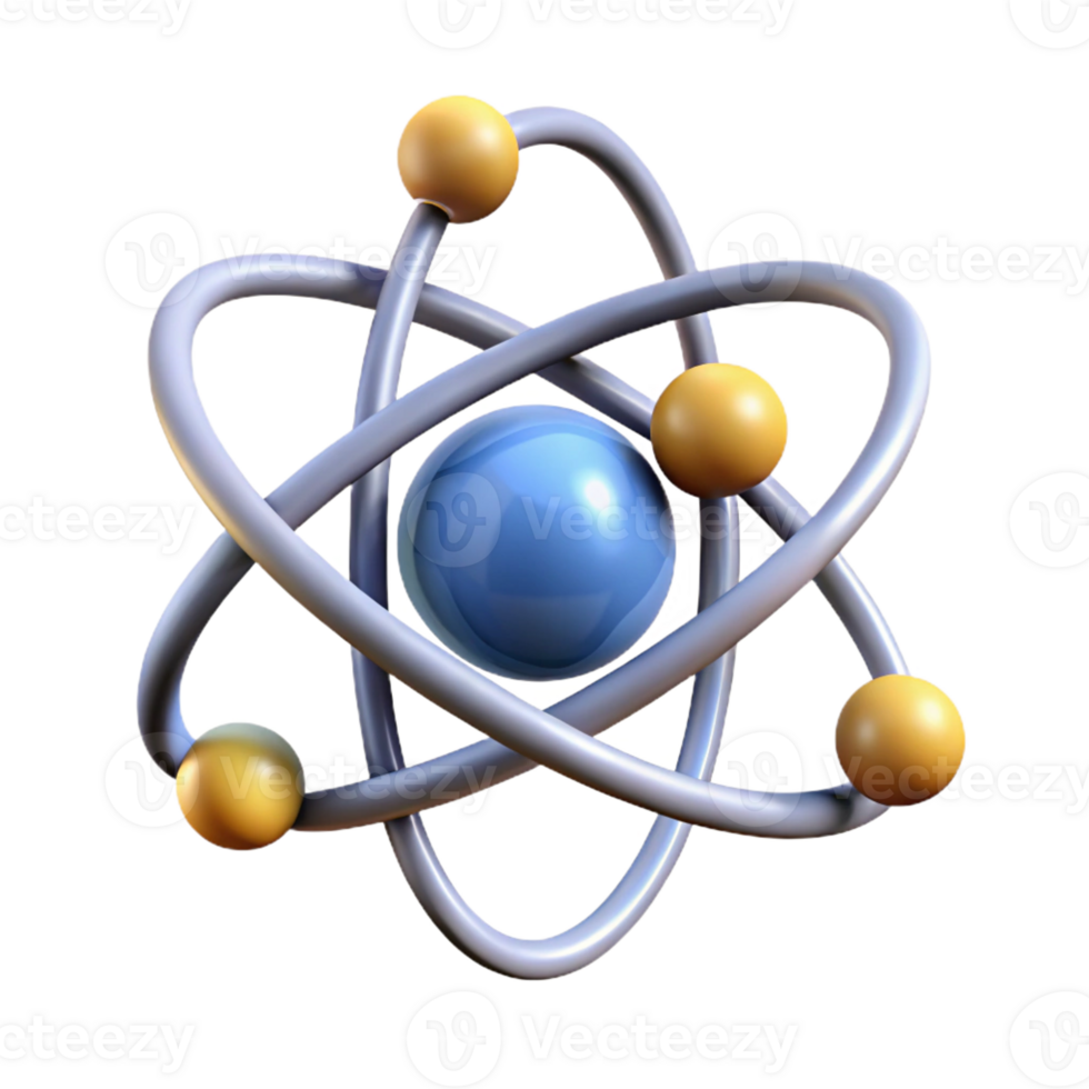 stunning modern Professional render, hyper-specific, isolated cutout of a single, atom with Transparent Background precision png