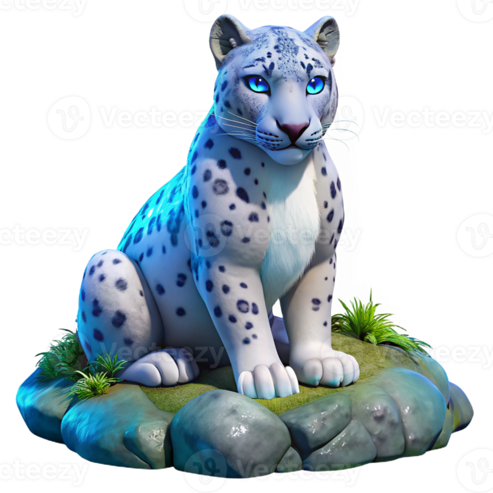 serene rustic A Majestic Snow Leopard with Crystal Blue high resolution png