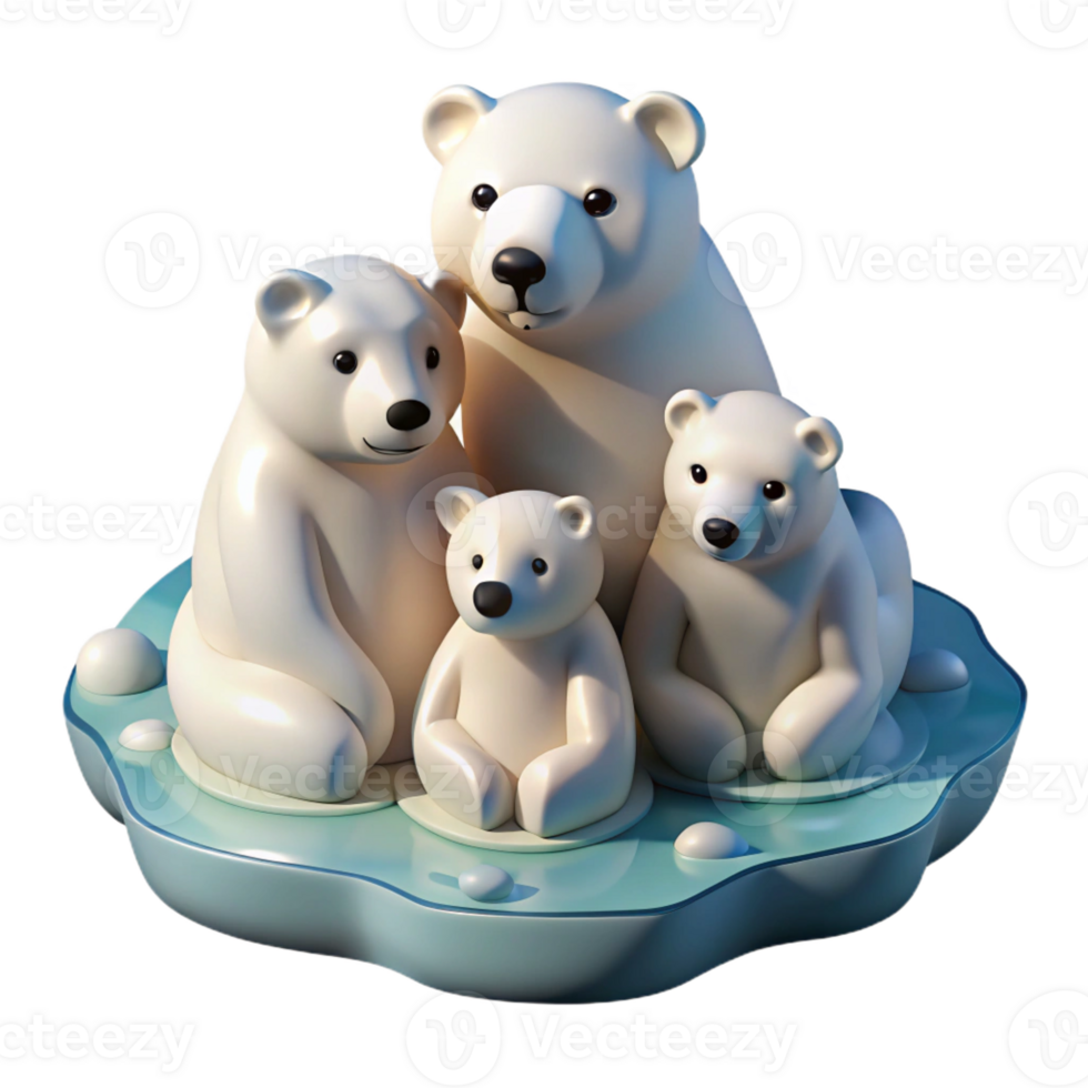 wonderful artistic A Family of Polar Bears Huddled Together genuine png