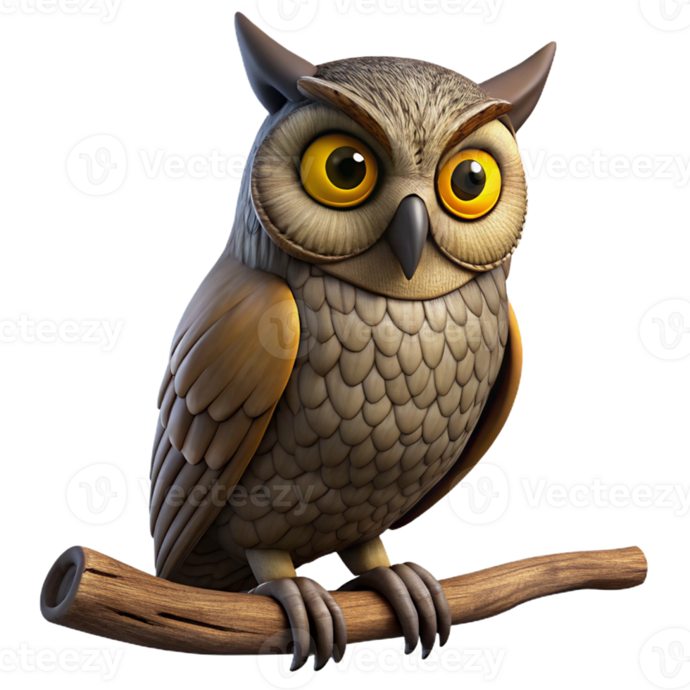 vibrant modern A Wise Old Owl Perched on a Weathered detailed png