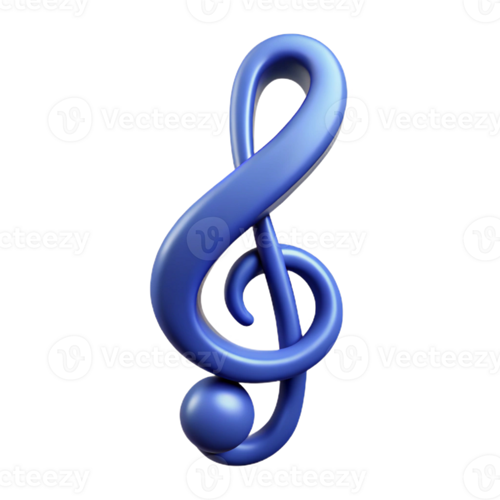 dazzling acclaimed Concept art style, isolated cutout of a single, abstract, treble clef with Transparent Background png