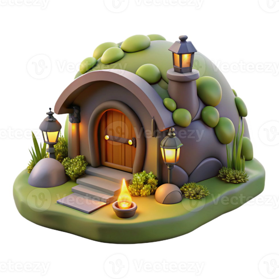 vibrant contemporary A Cozy Hobbit Hole Built Into a Hillside exclusive png