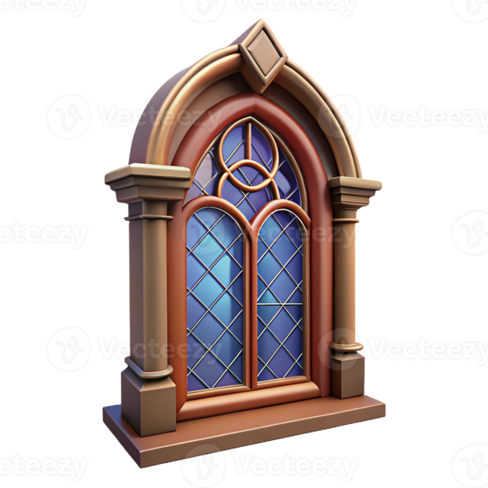 enchanting whimsical geometric Victorian window frame, intricate details, stained glass with Transparent Background ultra HD png