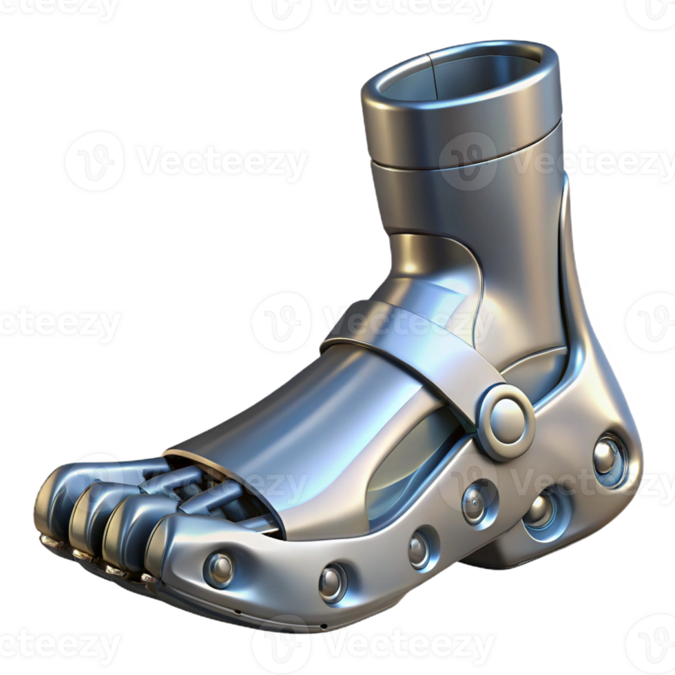 notable traditional Robot foot, metallic, textured sole with Transparent Background authentic png