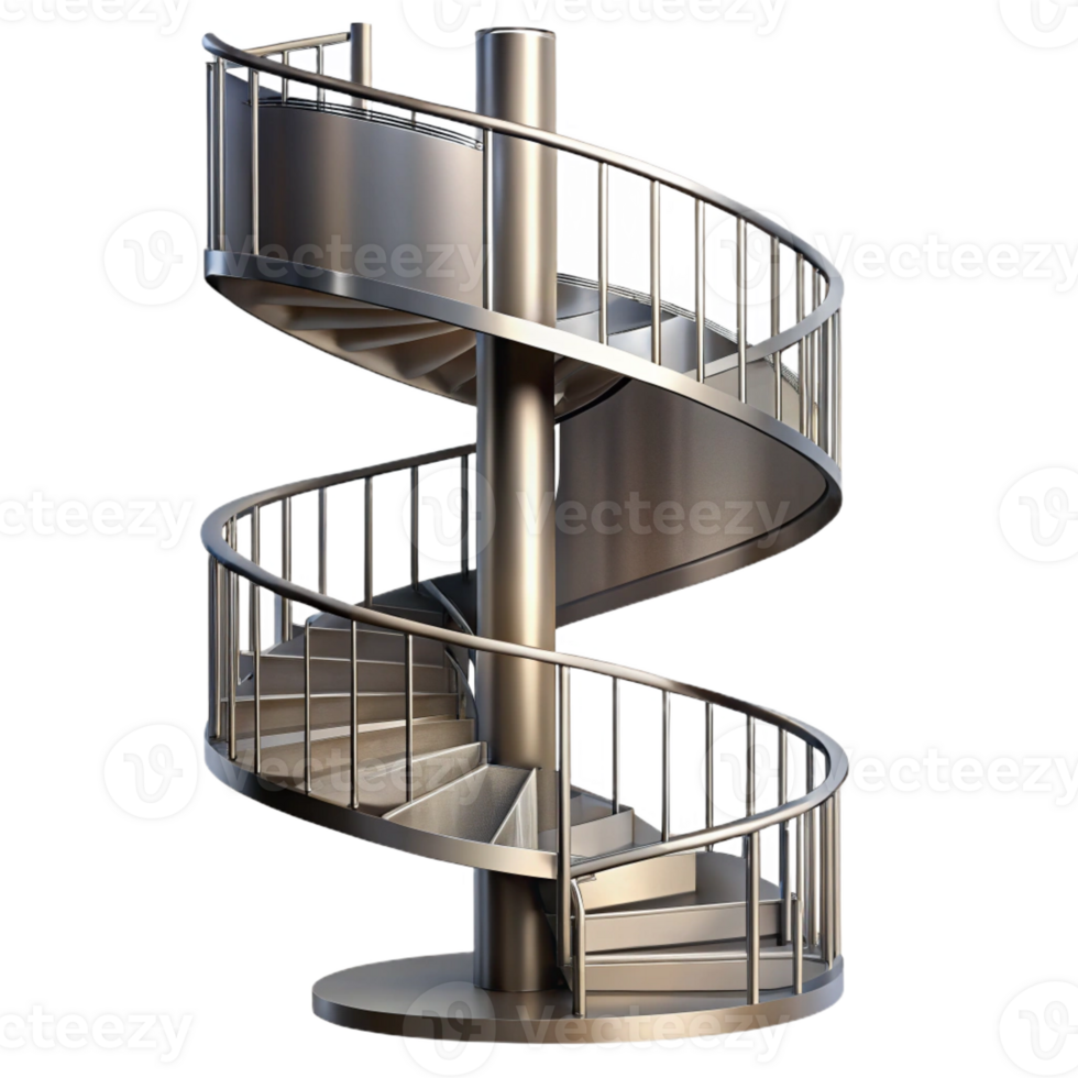 timeless industrial Spiral staircase, metal, modern design with Transparent Background professional png