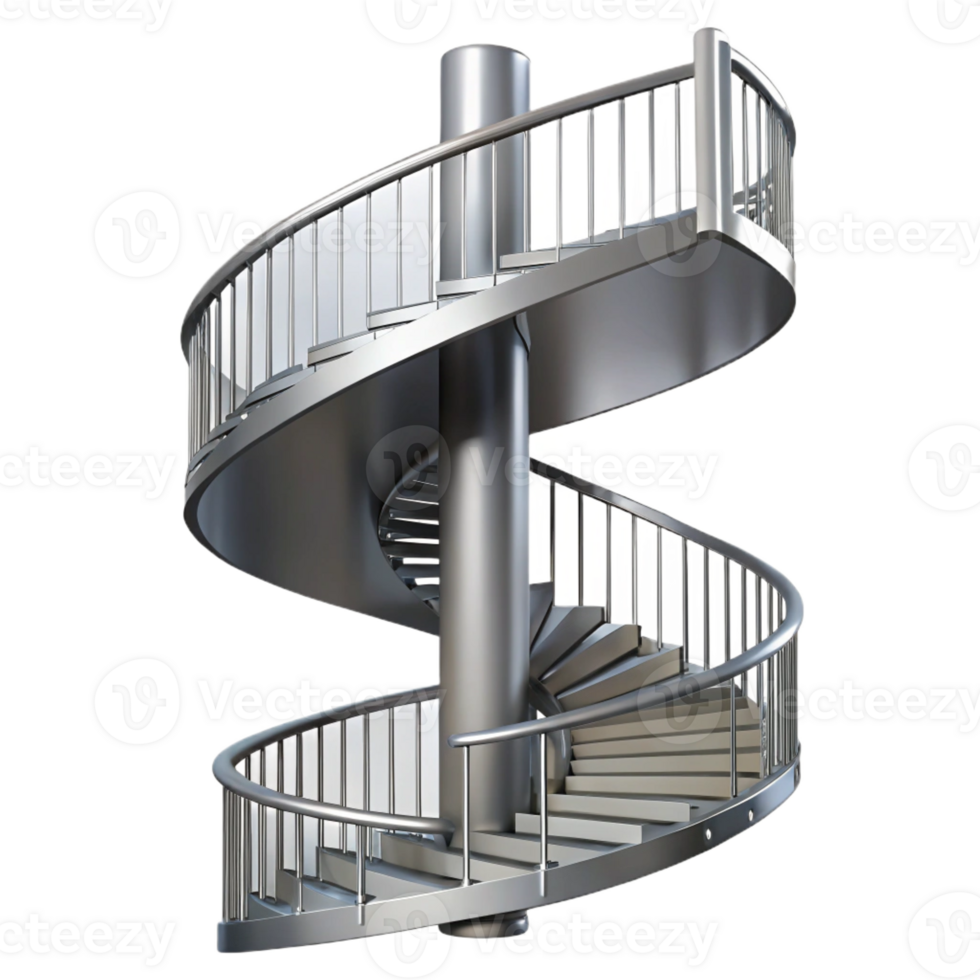 harmonious sumptuous Spiral staircase, metal, modern design with Transparent Background artisan png