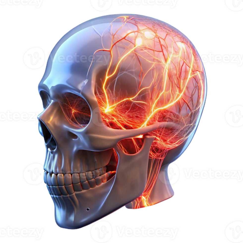impressive contemporary A Transparent Human Skull with Glowing high quality png
