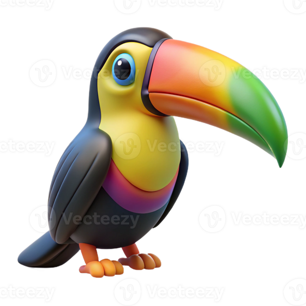 splendid gothic Toucan, colorful beak, perched, with Transparent Background original png