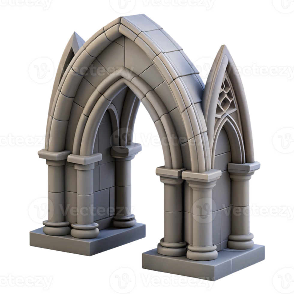 stunning art deco Gothic arch, stone, cathedral architecture with Transparent Background elite png