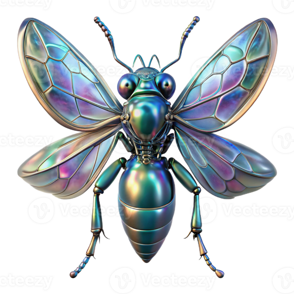 wonderful vintage A Robotic Insect with Iridescent Wings genuine png