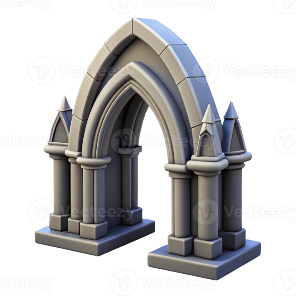 stunning celebrated Gothic arch, stone, cathedral architecture with Transparent Background png
