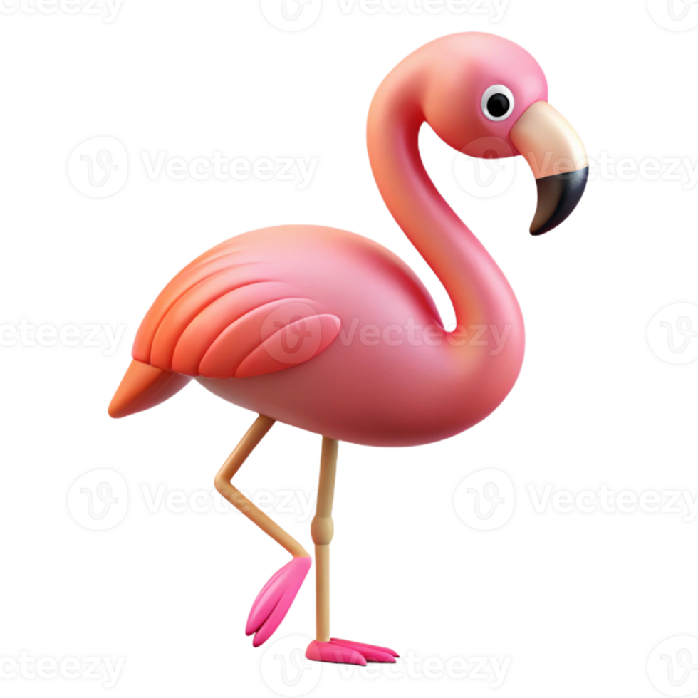 calm mesmerizing Flamingo, pink, standing on one leg, with Transparent Background expertly shot png