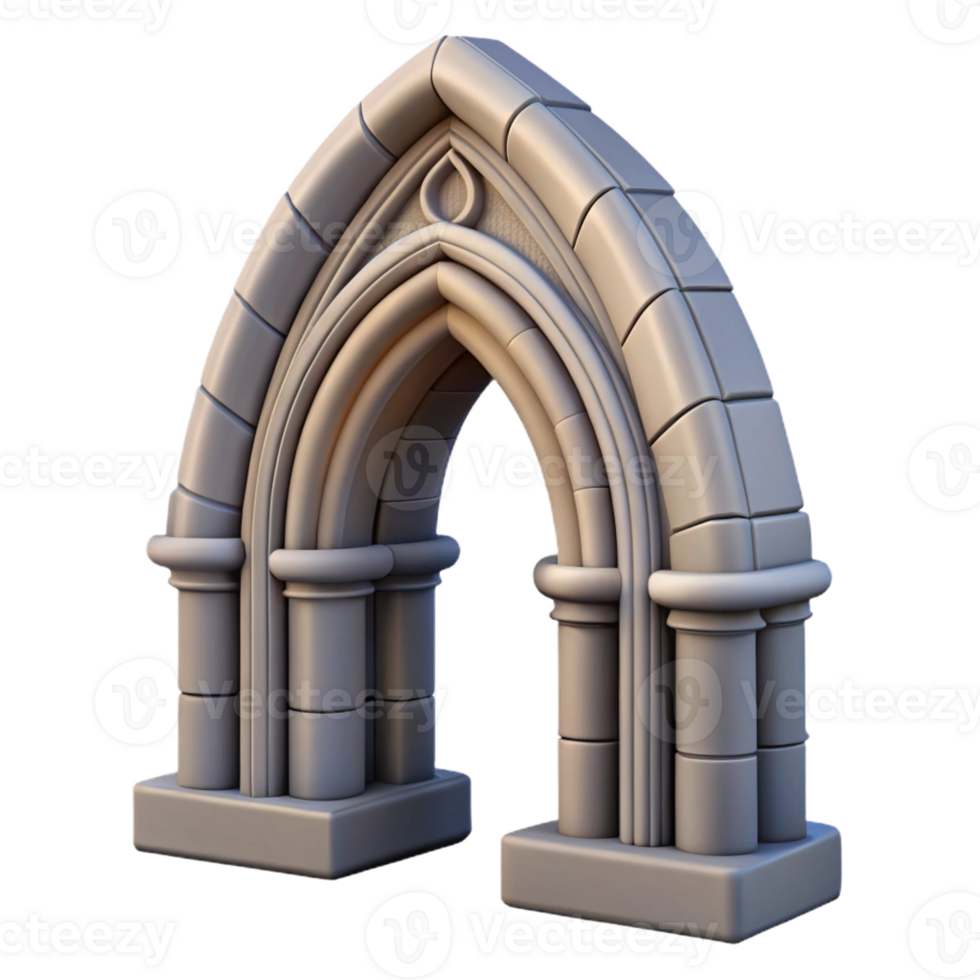 quintessential avant-garde Gothic arch, stone, cathedral architecture with Transparent Background genuine png