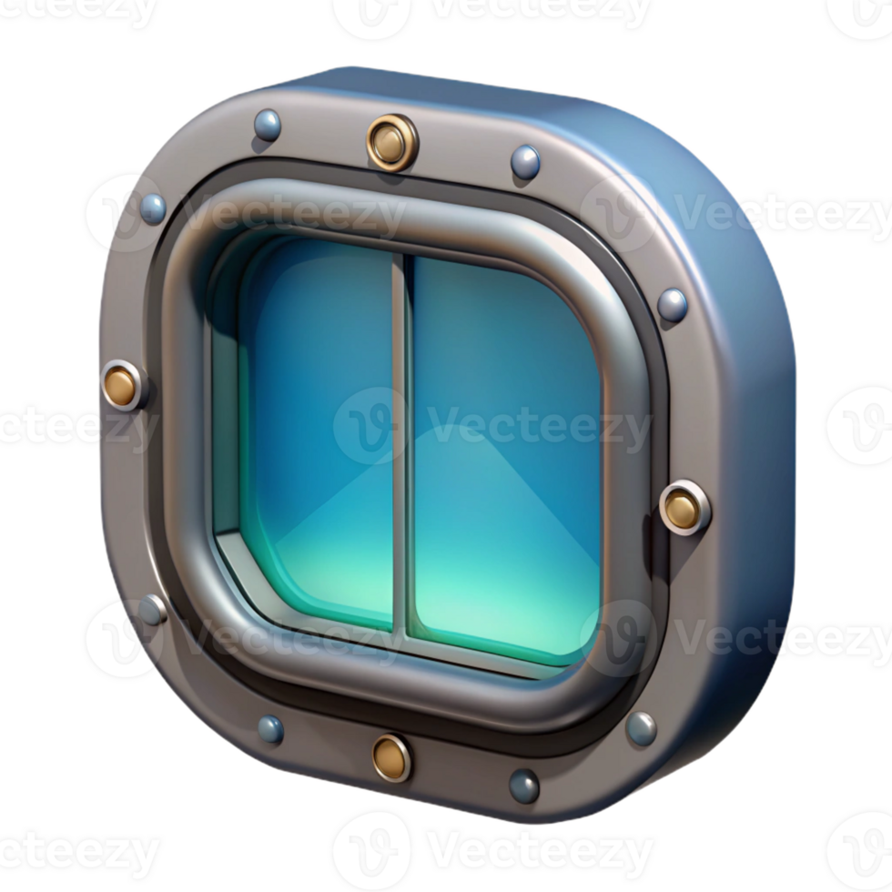 vibrant memorable Spaceship window, reinforced glass, view port with Transparent Background png