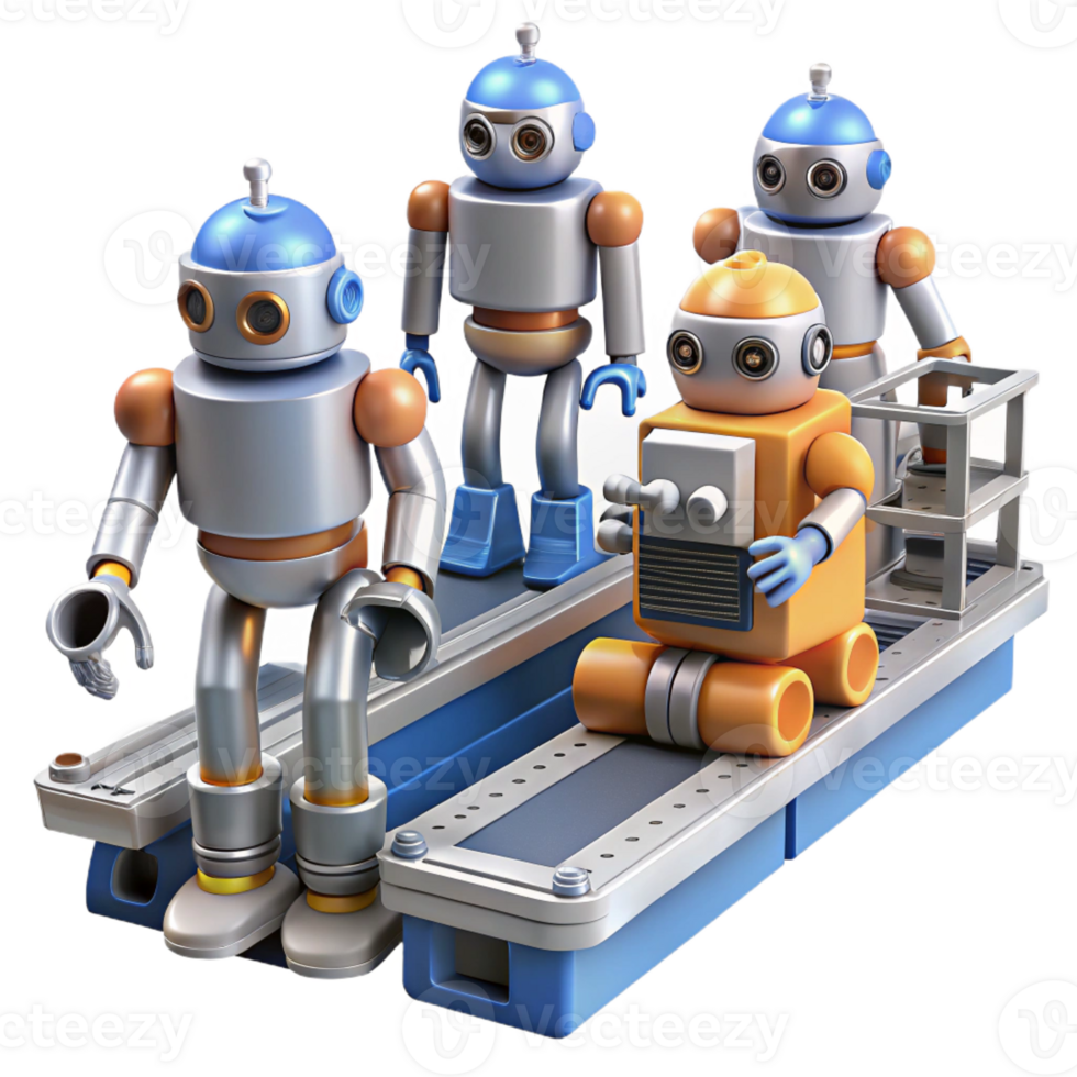 wonderful rustic A Group of Robots Working on an Assembly premium png