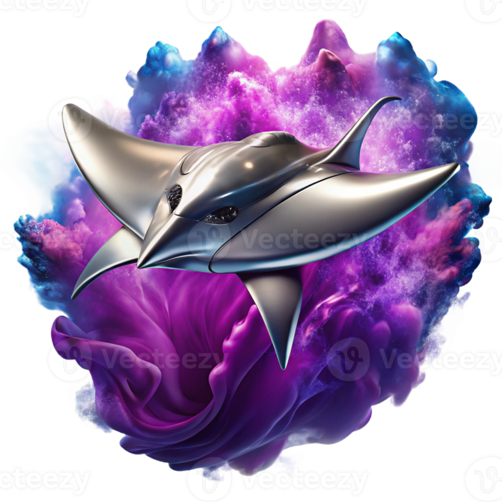 serene modern A Sleek Chrome Spaceship Shaped Like a genuine png