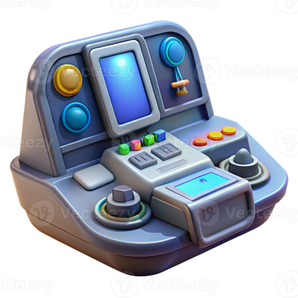 impressive dramatic retro Spaceship console, control panels, screens, buttons with Transparent Background impeccable png