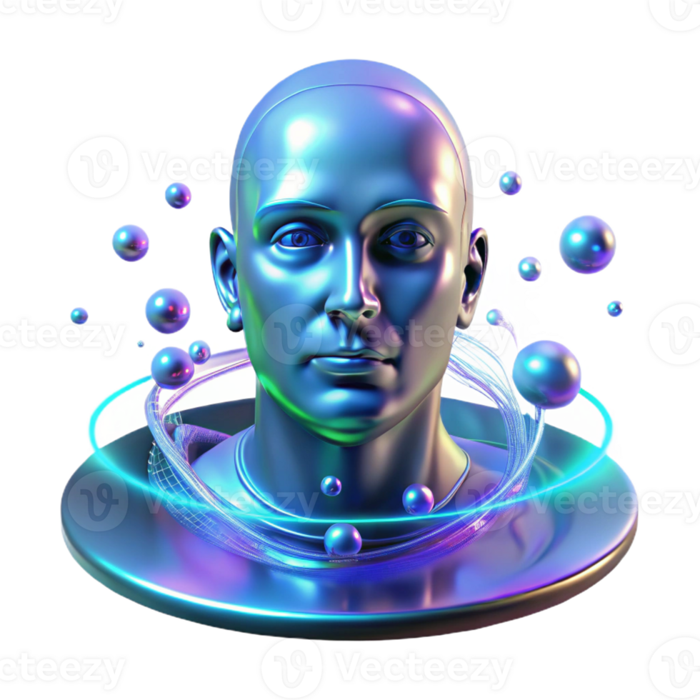 vibrant contemporary A Holographic Projection of a Human Face premium png