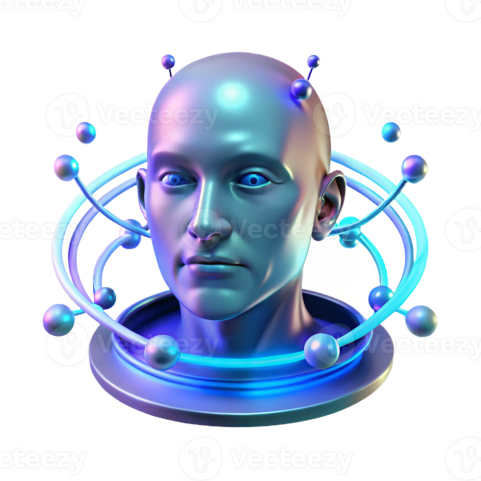 wonderful artistic A Holographic Projection of a Human Face original png