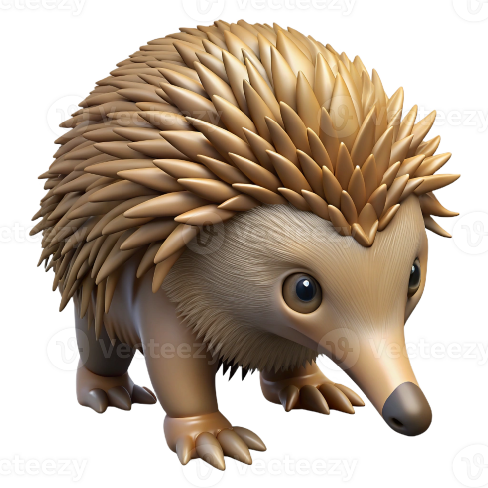 mysterious enchanting Echidna, short-beaked, foraging, with Transparent Background authentic png