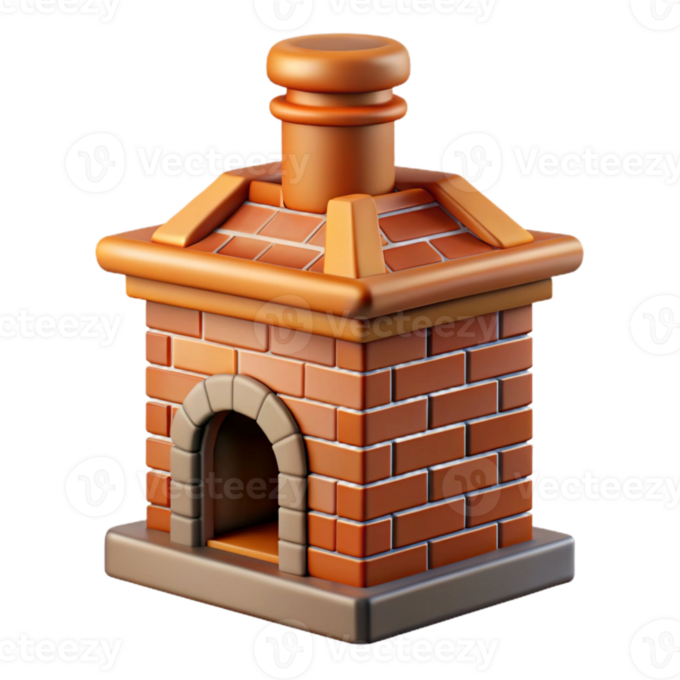 radiant baroque Tudor chimney, brick, ornate detail with Transparent Background sharp png