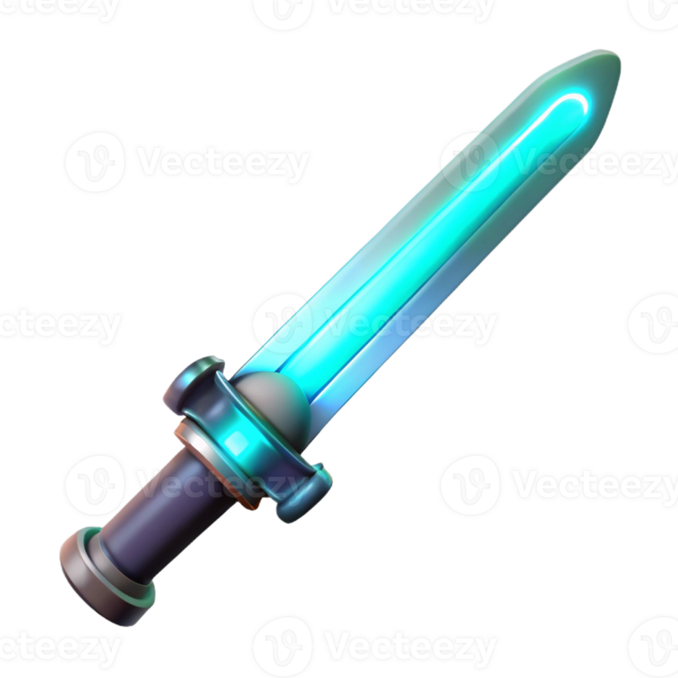 unparalleled industrial Hyper-specific, ultra-detailed render of a single, glowing energy sword with pulsating blade with Transparent Background crisp png