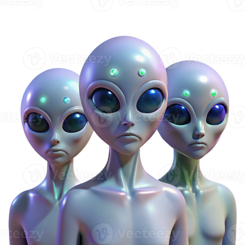 wonderful artistic A Group of Aliens with Iridescent Skin 4K png