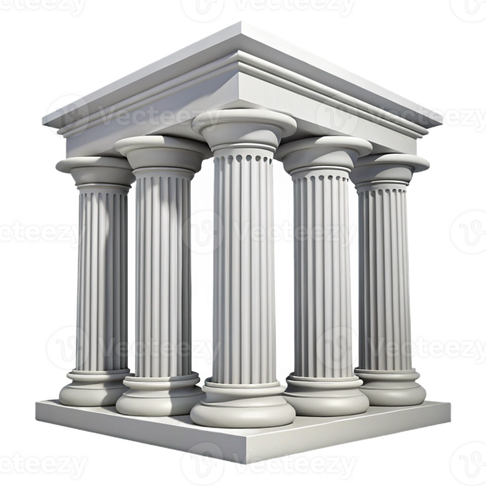 ethereal impressive Georgian columns, white, classical architecture with Transparent Background flawless png